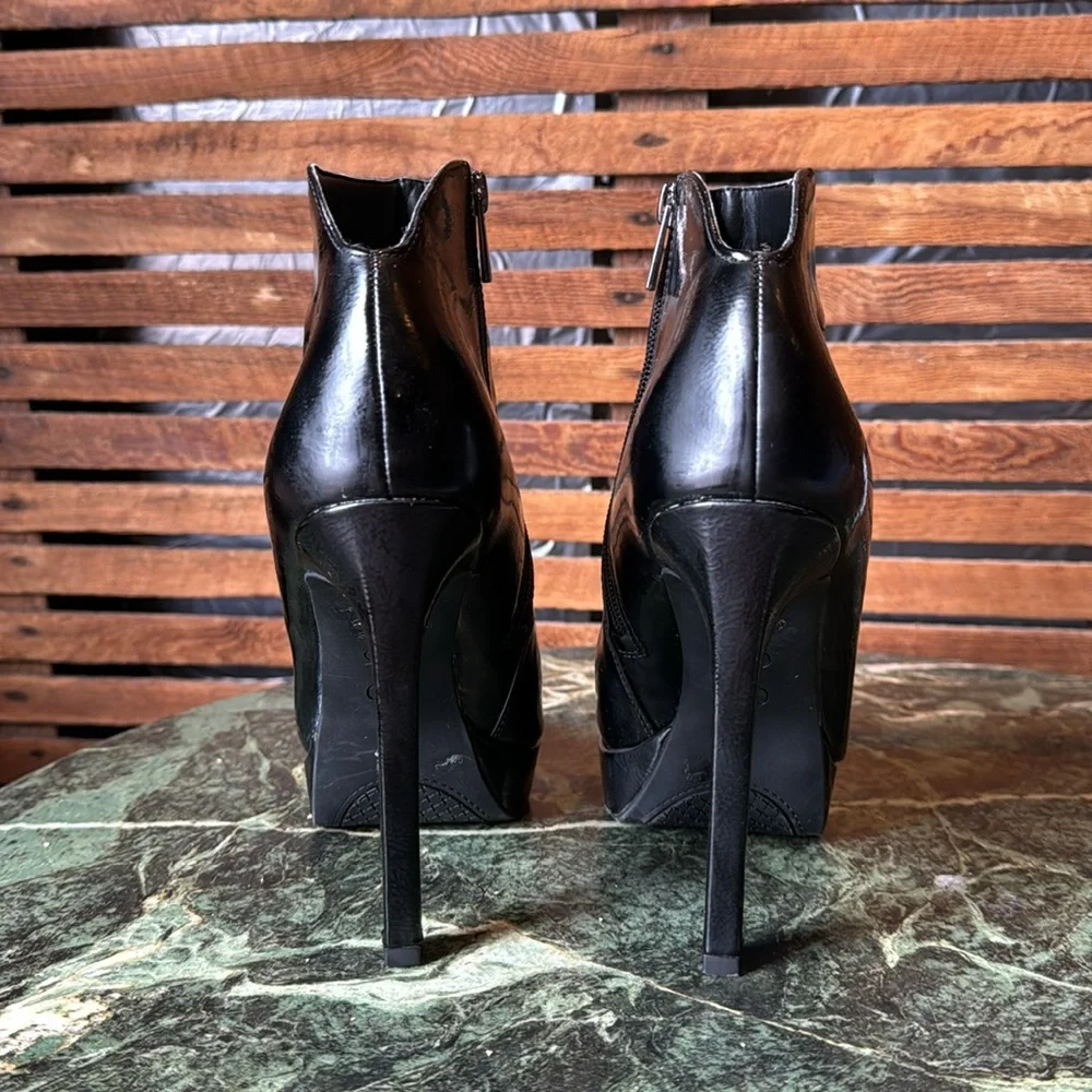 Jessica Simpson crackle patent platform heeled booties 9.5 M 39.5  JS-ZAMIA - Picture 3 of 12